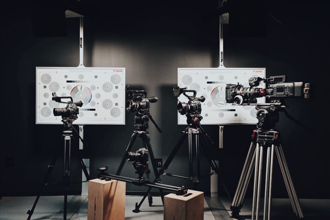 Professional broadcast studio with cameras and lighting equipment