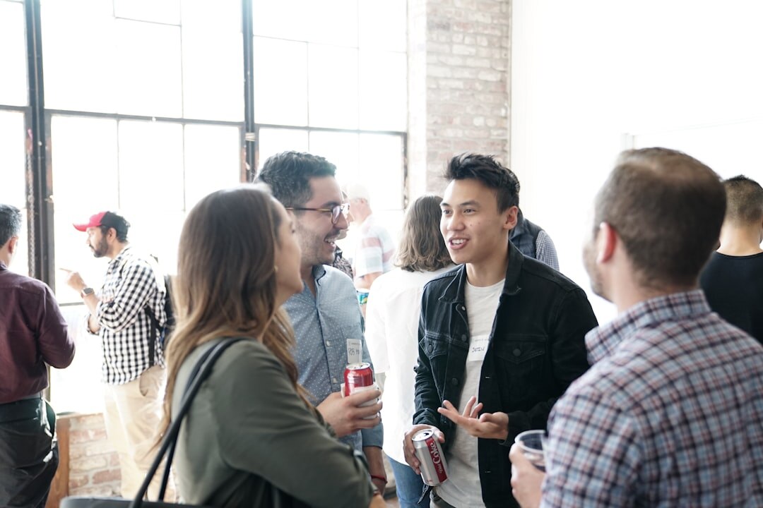 Business networking event with professionals mingling