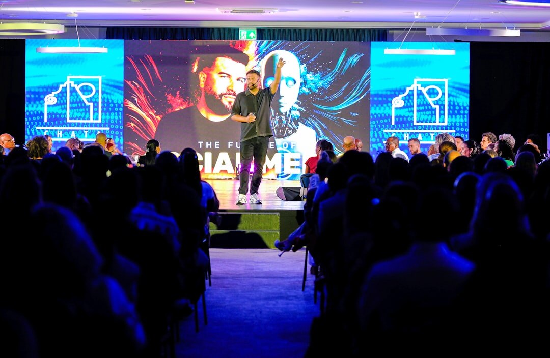 Hybrid conference event with both in-person and virtual attendees